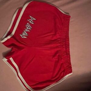 Women's Red Athletic Shorts with White Trim